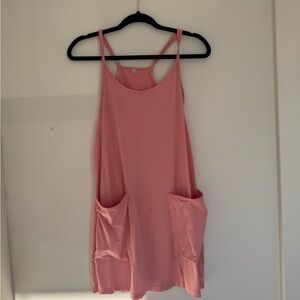 Pink Sleeveless Dress with Pockets & Shorts